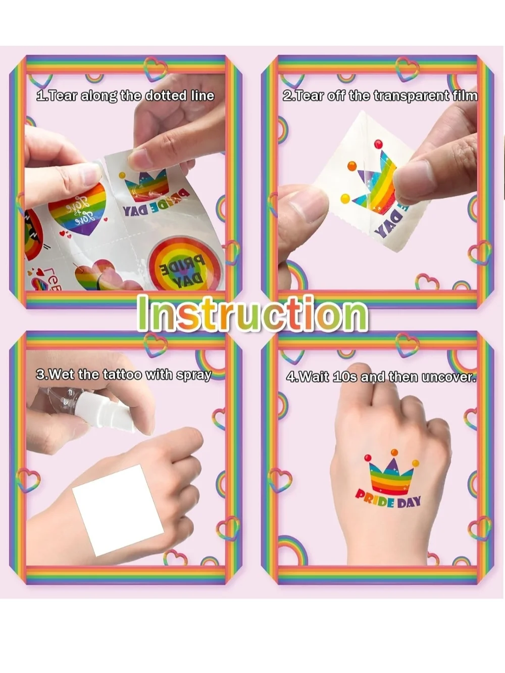 Rainbow Pride Party Tattoos - 120 PCS